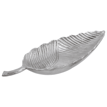 Leaf Shaped Plate  For Snacks & Nuts - Silver - Silver Plated Metal - 80005575
