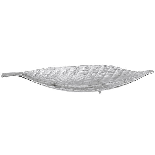 Leaf Shaped Plate For Snacks & Nuts - Silver - Silver Plated Metal - 80005587