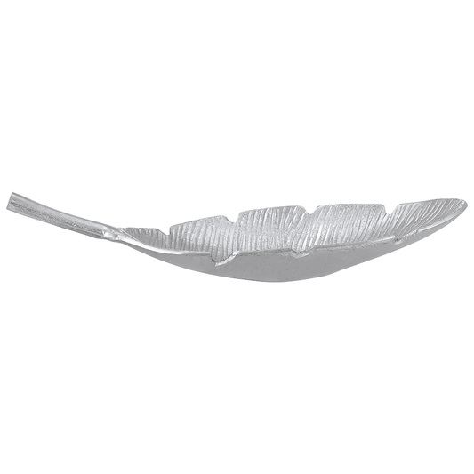 Leaf Shaped Plate For Snacks & Nuts - Silver - Silver Plated Metal - 80005589