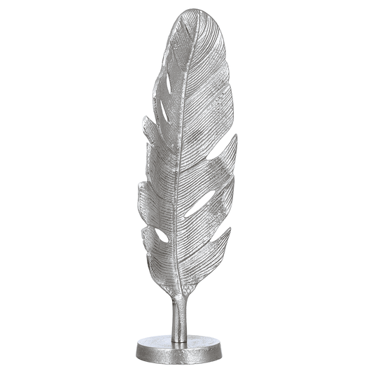 Leaf Shaped Stand with Base - Silver - Silver Plated Metal - 80005594