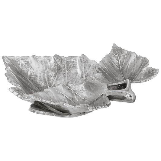 Leaf Shaped Hors D'oeuvre For Snacks & Nuts - Silver - Silver Plated Metal - 80005615