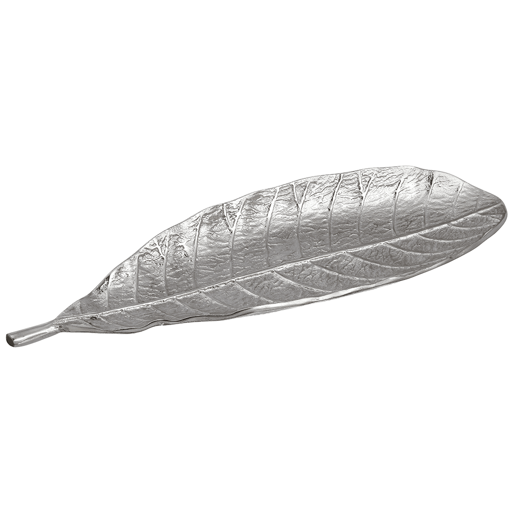 Leaf Shaped Plate For Snacks & Nuts - Silver - Silver Plated Metal - 80005617