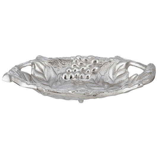 Round Fruits Plate with Base - Silver - Silver Plated Metal - 80005619