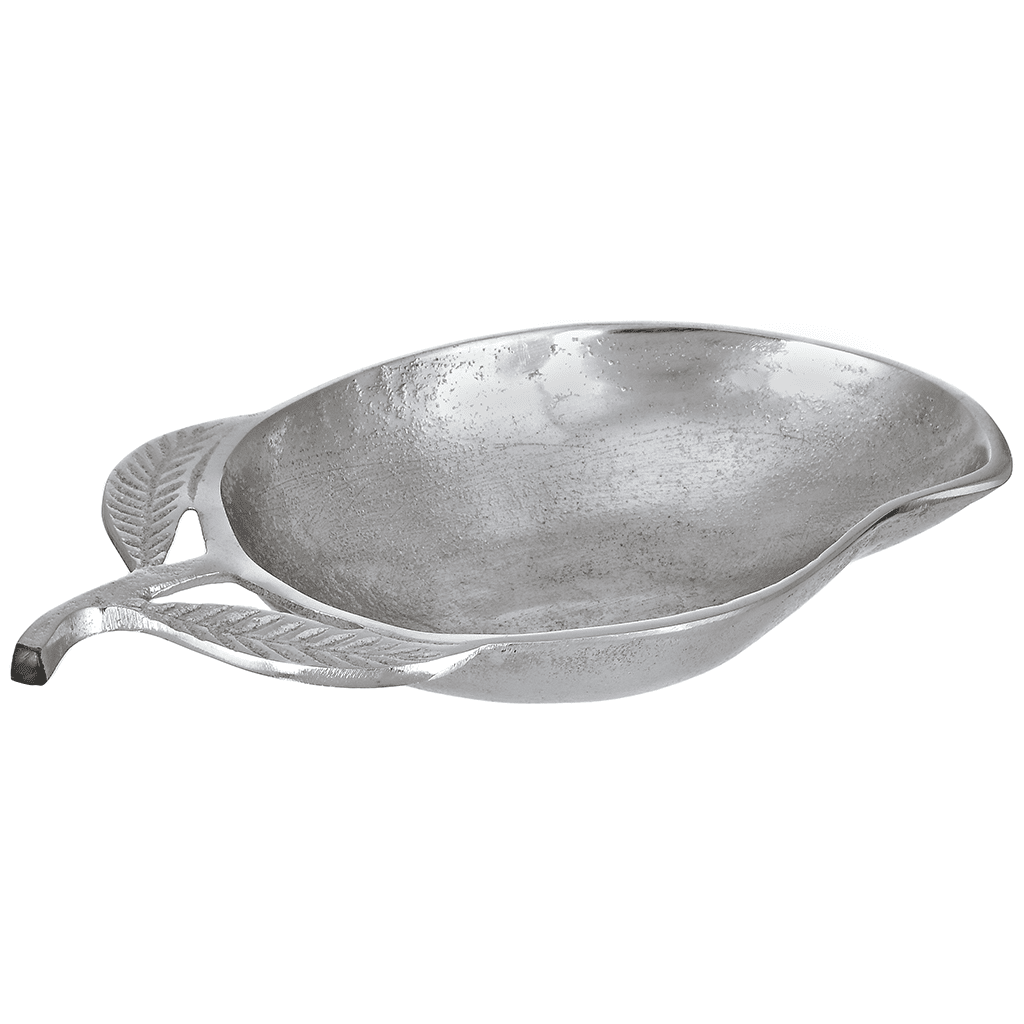 Leaf Shaped Plate For Snacks & Nuts - Silver - Silver Plated Metal - 80005625