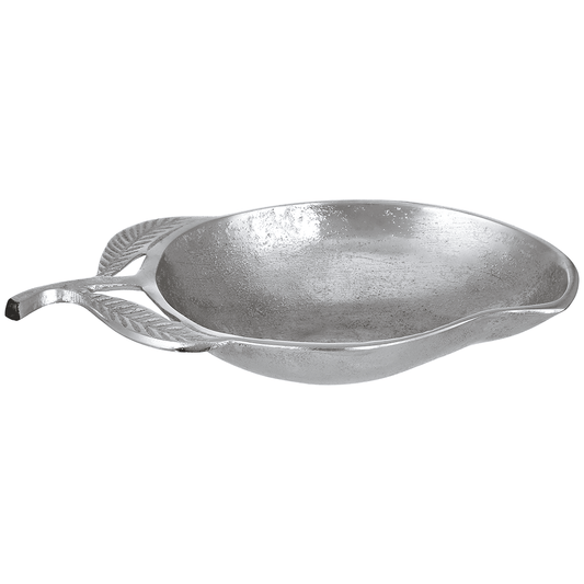 Leaf Shaped Plate For Snacks & Nuts - Silver - Silver Plated Metal - 80005625