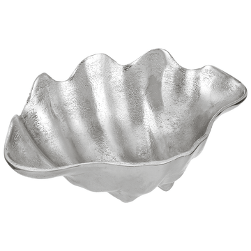 Shell Shaped Plate for Snacks & Nuts - Silver - Silver Plated Metal - 80005627