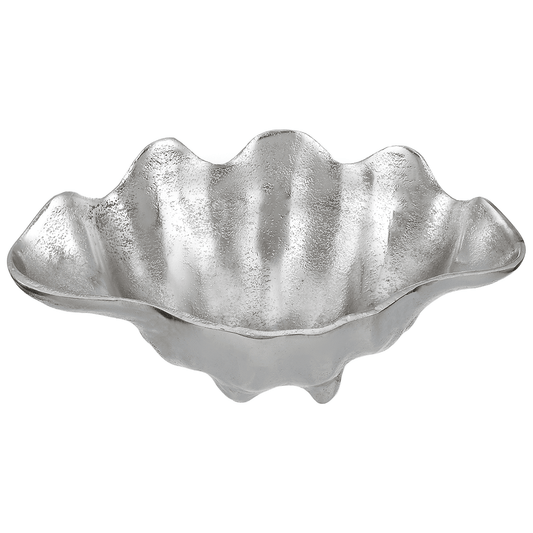 Shell Shaped Plate for Snacks & Nuts - Silver - Silver Plated Metal - 80005627