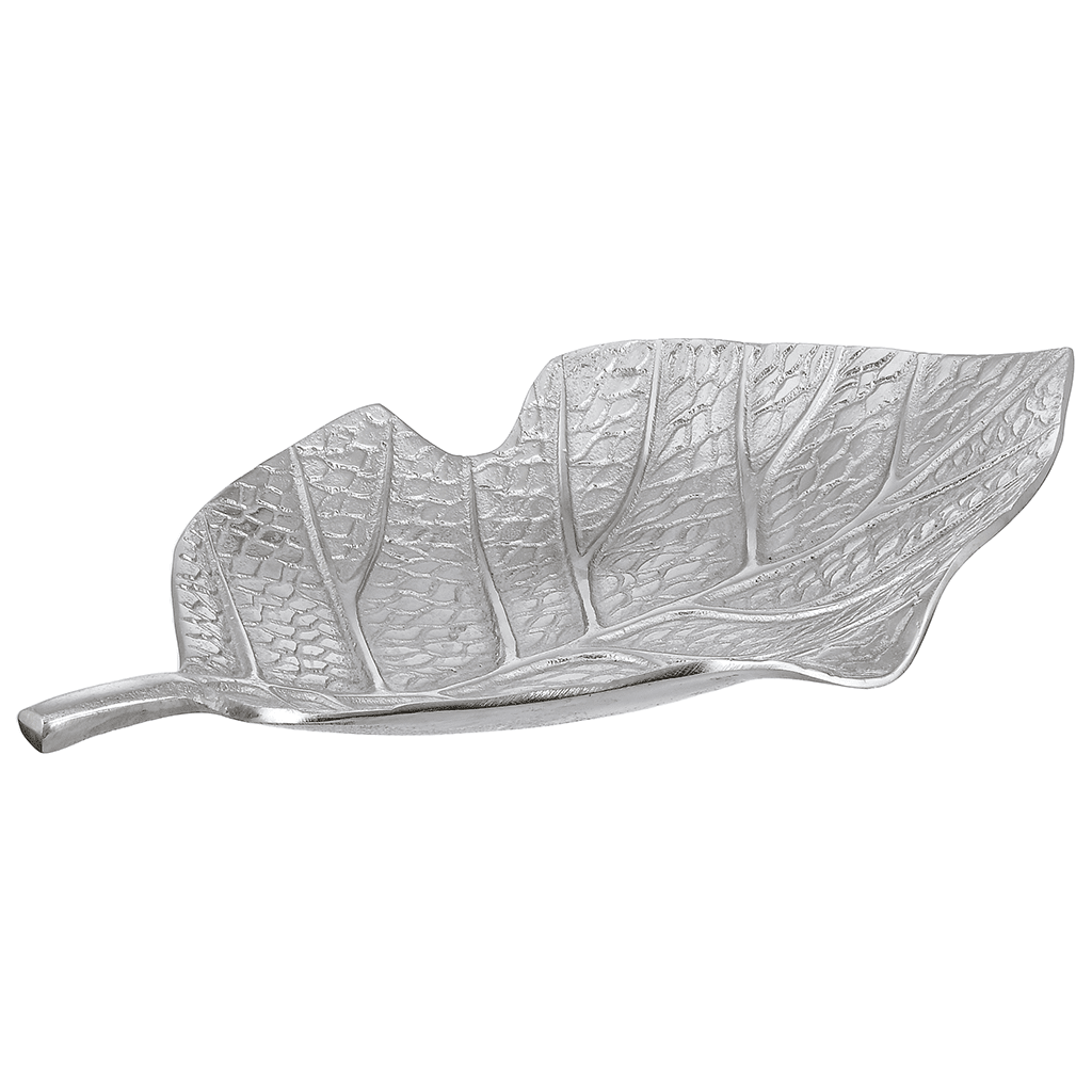 Leaf Shaped Plate for Snacks & Nuts - Silver - Silver Plated Metal - 80005631
