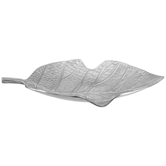 Leaf Shaped Plate for Snacks & Nuts - Silver - Silver Plated Metal - 80005631
