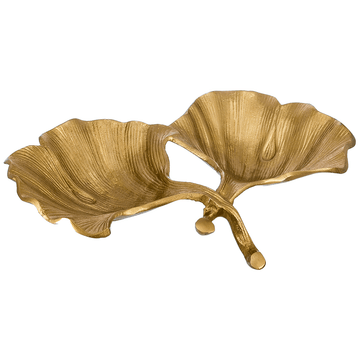 Leaf Shaped Hors D'oeuvre For Snacks & Nuts 2 Parts - Gold - Gold Plated Metal - 80005646