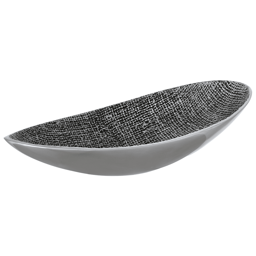 Oval Shaped Platter For Snacks & Fruits - Grey - Silver Plated Metal - 80005673