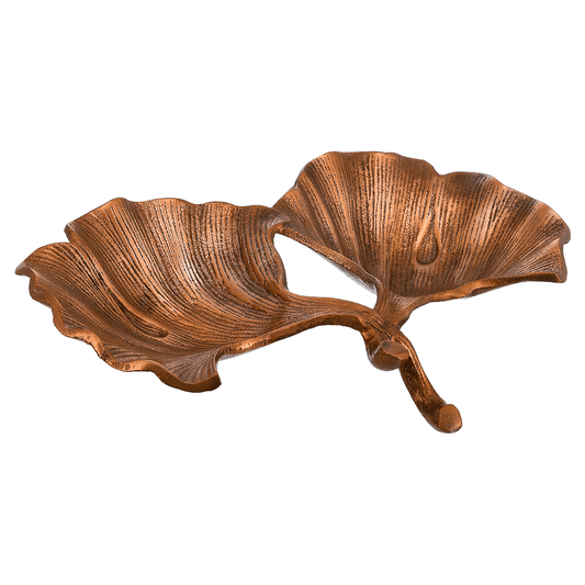 Leaf Shaped Hors D'oeuvre For Snacks & Nuts 2 Parts - Bronze - Bronze Plated Metal - 80005682