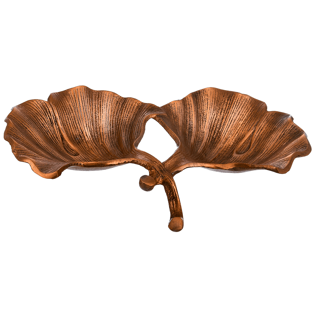 Leaf Shaped Hors D'oeuvre For Snacks & Nuts 2 Parts - Bronze - Bronze Plated Metal - 80005682