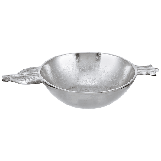 Round Bowl with Arrow Shaped Handles For Snacks & Nuts - Silver - Silver Plated Metal - 80005684