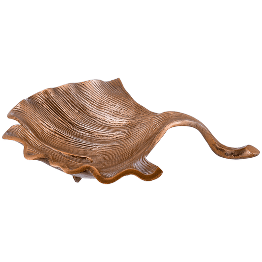 Leaf Shaped Small Plate For Snacks & Nuts - Bronze - Bronze Plated Metal - 80005688