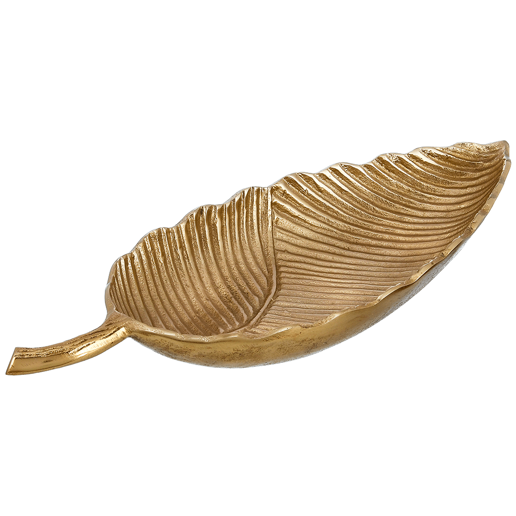 Leaf Shaped Plate For Snacks & Nuts - Gold - Gold Plated Metal - 80005691