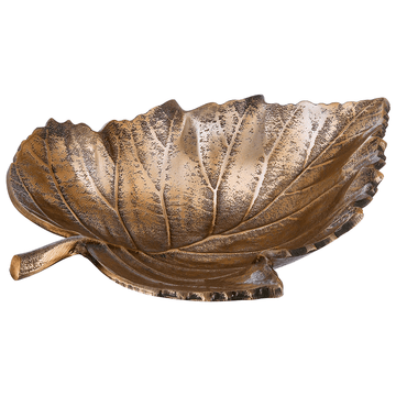 LeaF Shaped Plate For Snacks & Nuts - Oxidized Gold - Gold Plated Metal - 80005695