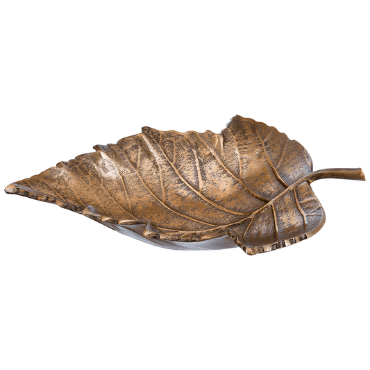 LeaF Shaped Plate For Snacks & Nuts - Oxidized Gold - Gold Plated Metal - 80005695