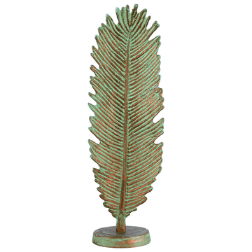Leaf Shaped Stand with Base - Gold & Green - Gold Plated Metal - 80005710