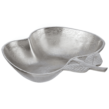 Apple Shaped Plate For Snacks & Nuts - Silver - Silver Plated Metal - 80005722