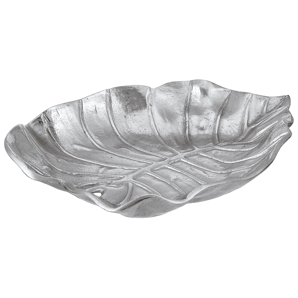 Leaf Shaped Plate For Snacks & Nuts - Silver - Silver Plated Metal - 80005723
