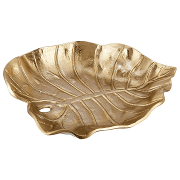 Leaf Shaped Plate For Snacks & Nuts - Gold - Gold Plated Metal - 80005724