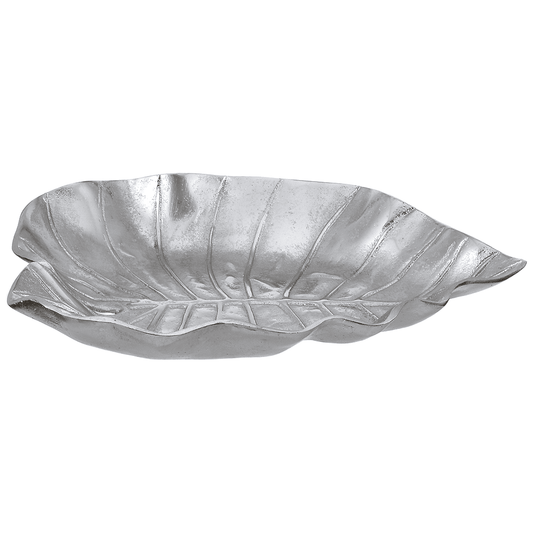 Leaf Shaped Plate For Snacks & Nuts - Silver - Silver Plated Metal - 80005726