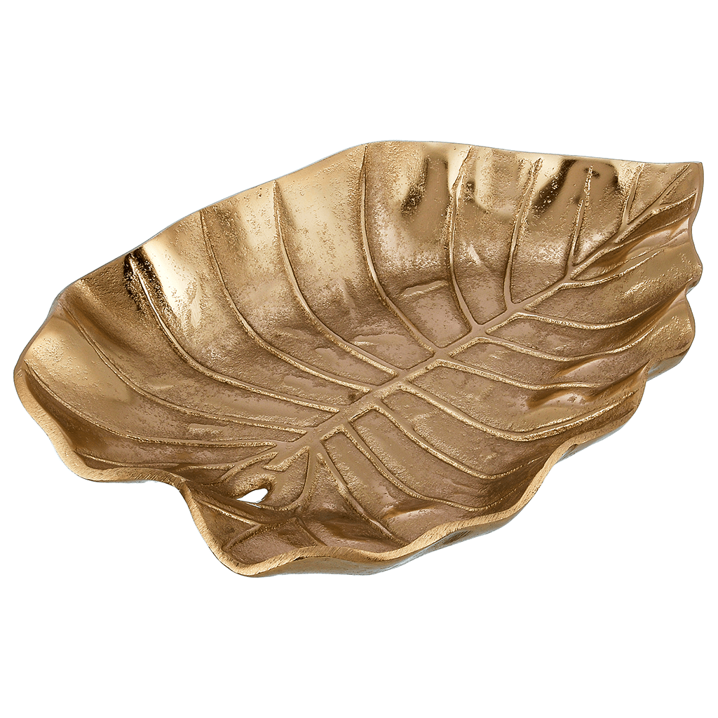 Leaf Shaped Plate For Snacks & Nuts - Gold - Gold Plated Metal - 80005727