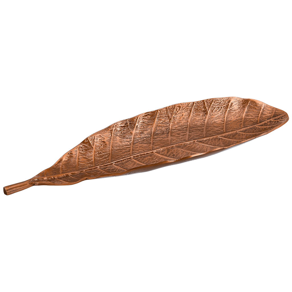 Leaf Shaped Plate For Snacks & Nuts - Bronze - Bronze Plated Metal - 80005728