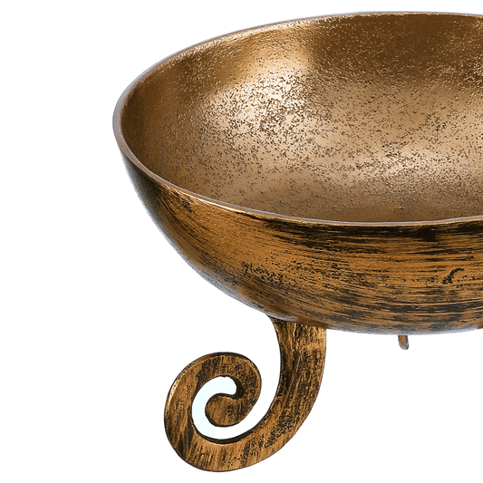 Round Bowl with Feet For Snacks & Nuts - Oxidized Gold - Gold Plated Metal - 80005730