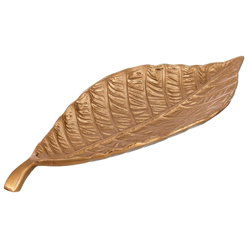 Leaf Shaped Plate For Snacks & Nuts - Gold - Gold Plated Metal - 80005741