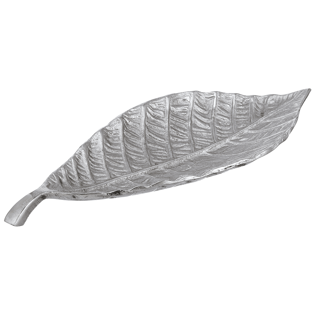 Leaf Shaped Plate For Snacks & Nuts - Silver - Silver Plated Metal - 80005742