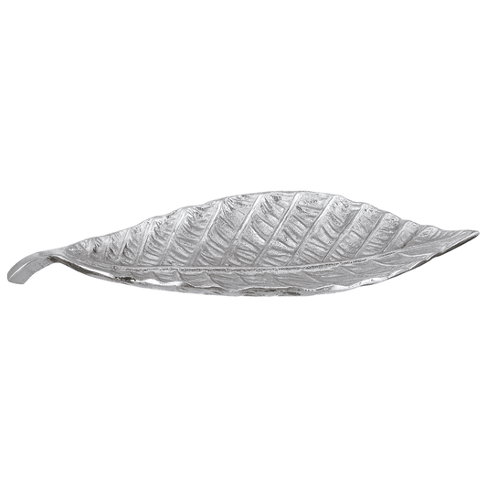 Leaf Shaped Plate For Snacks & Nuts - Silver - Silver Plated Metal - 80005742