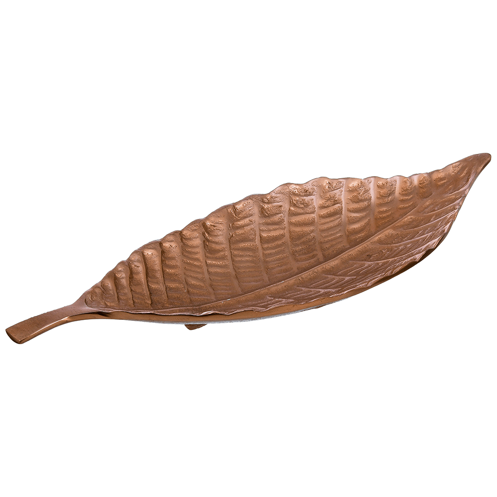 Leaf Shaped Plate For Snacks & Nuts - Bronze - Bronze Plated Metal - 80005745