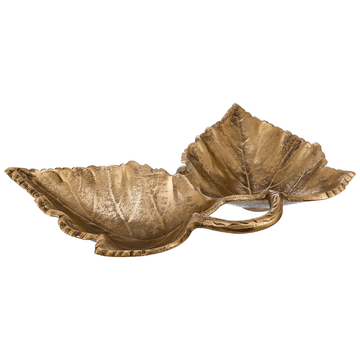 Leaf Shaped Hors D'oeuvre For Snacks & Nuts 2 Parts - Gold - Gold Plated Metal - 80005748