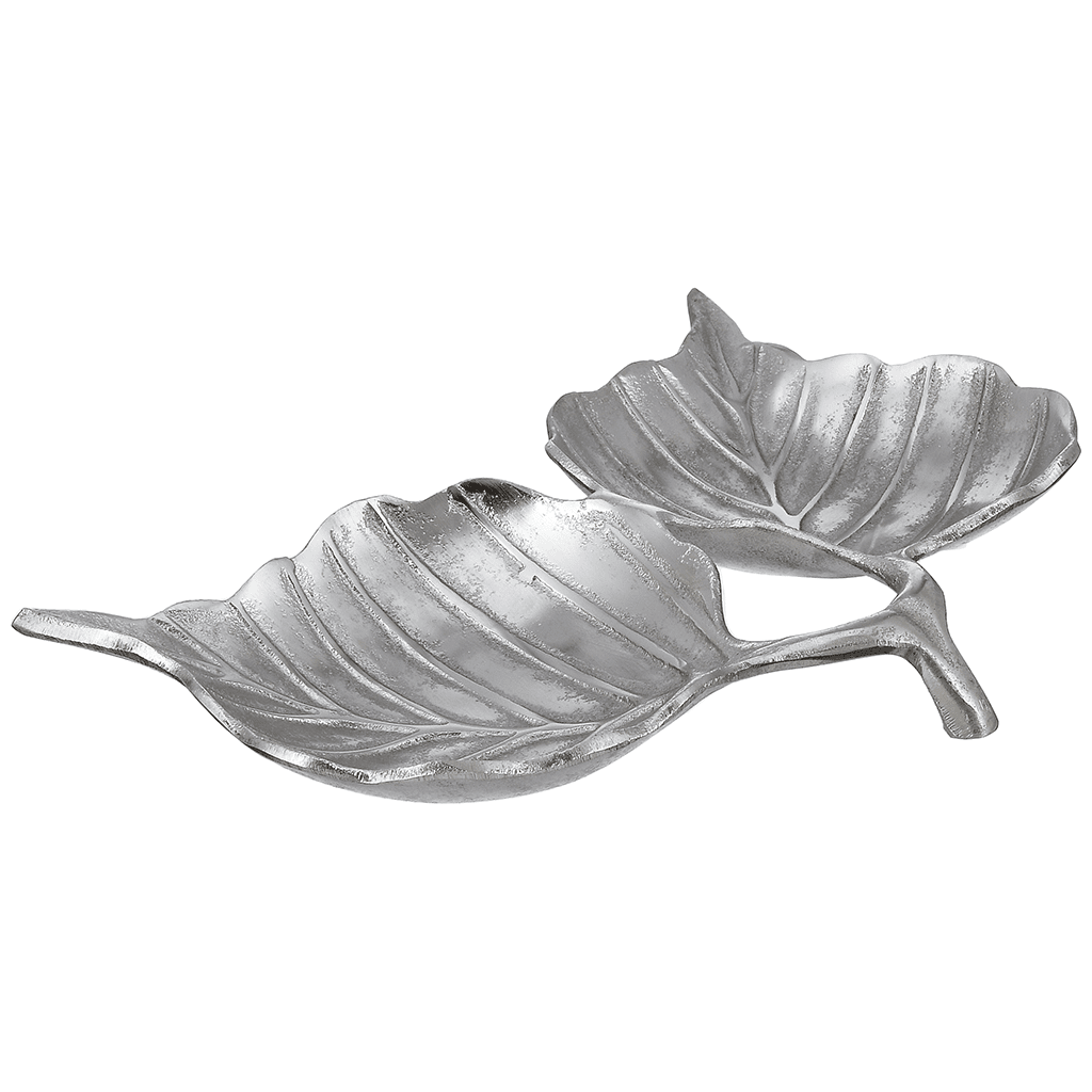 Leaf Shaped Hors D'oeuvre For Snacks & Nuts 2 Parts - Silver - Silver Plated Metal - 80005751