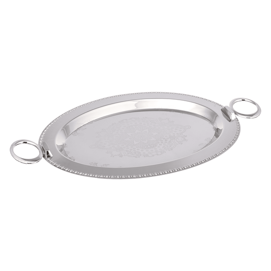 Tray Set with Handles - 2 Pieces - Silver - Stainless Steel