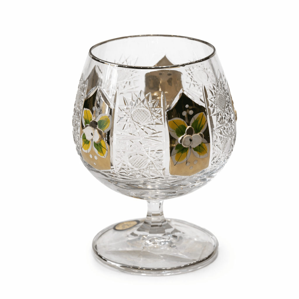Decorative glass with floral patterns on a white background
