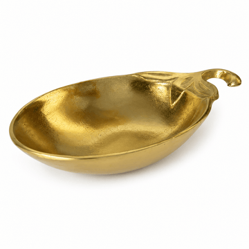 Leaf Shaped Plate for Snacks & Nuts - Gold - Gold Plated Metal