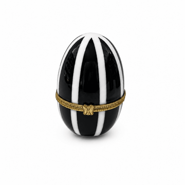Caroline - Decorative Small Egg - 7 cm - Black & White