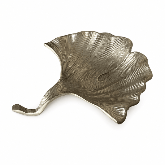 Leaf Shaped Plate for Snacks & Nuts - Silver - Silver Plated Metal