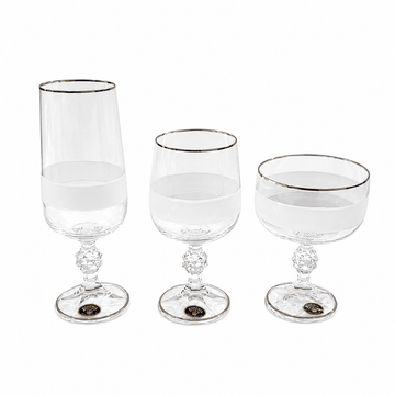 Bohemia Crystal - Carolina Sandblasted Glass Set 18 Pcs - Silver