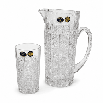Bohemia Crystal - Hand Cut Highball Drink Set 7 Pcs -1L & 220ml - Clear