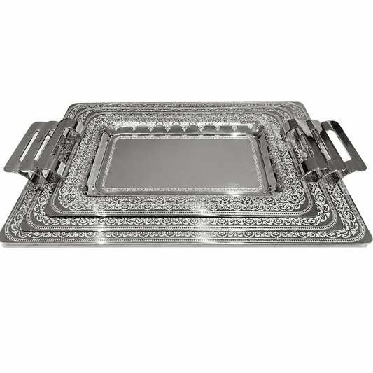 Elegant Gioel - Teresa Tray Set 3 Pce - Silver - Stainless Steel 18/10