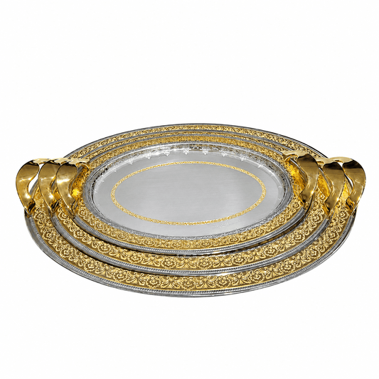 Elegant Gioel - Tray Set 3 Pcs - Stainless Steel - Silver