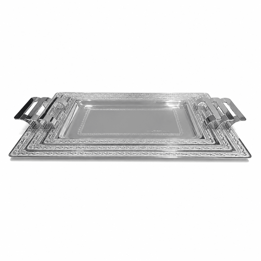 Elegant Gioiel - Tray Set 3 Pcs - Stainless Steel - Silver