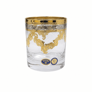 Bohemia Crystal - Tokyo Tumbler Glass Set 6 Pcs - 200ml - Silver & Gold