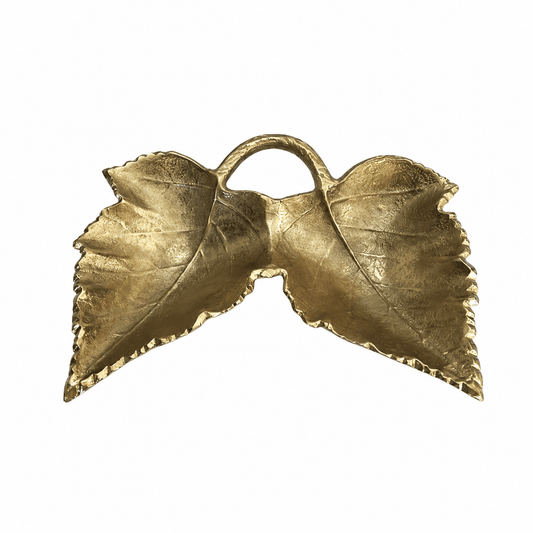 Leaf Shaped Hors D'oeuvre for Snacks & Nuts 2 Parts - Gold - Gold Plated Metal