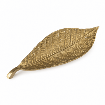Leaf Shaped Plate For Snacks & Nuts - Gold - Gold Plated Metal