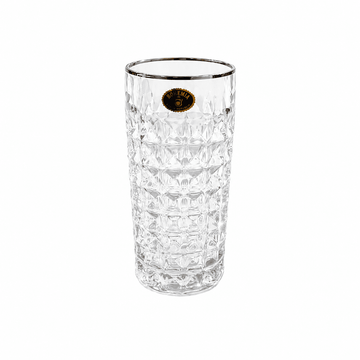 Bohemia Crystal - Diamond Highball Set 6 Pcs - 260ml - Silver rim